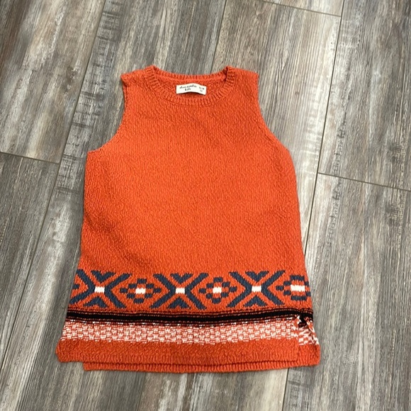 Yellowstone Monica Inspired Orange Abercrombie Native Print Sleeveless Sweater - Picture 1 of 5